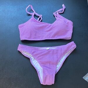 Women's Ribbed Bikini Sets Scoop Neck Cheeky Swimsuit Two Piece Bathing Suit